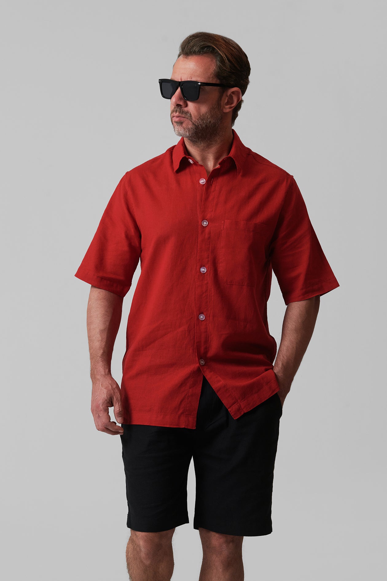 LINEN REGULAR SHIRT SHORT SLEEVES