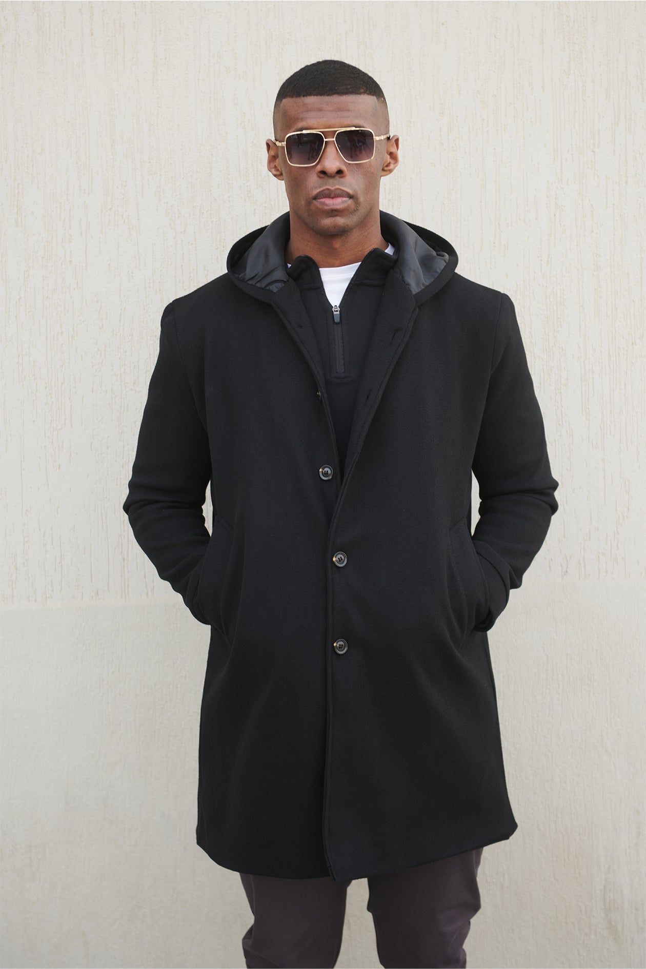 HOODED WOOL COAT