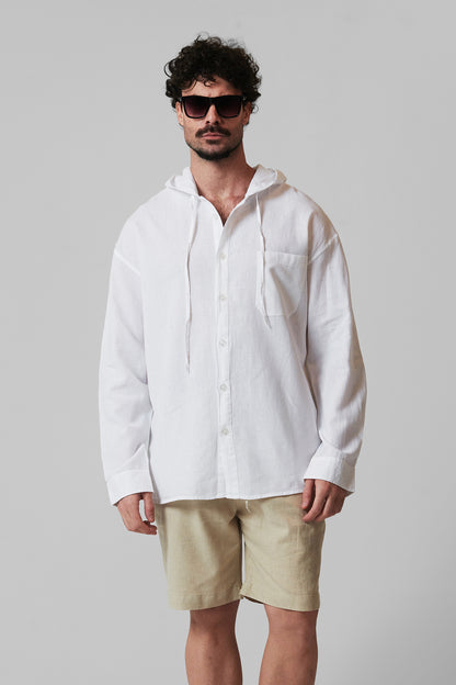 LINEN HOODED SHIRT