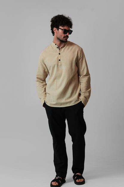 LINEN STAND-COLLAR SHIRT LONG SLEEVES