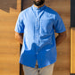 LINEN STAND-COLLAR SHIRT SHORT SLEEVES