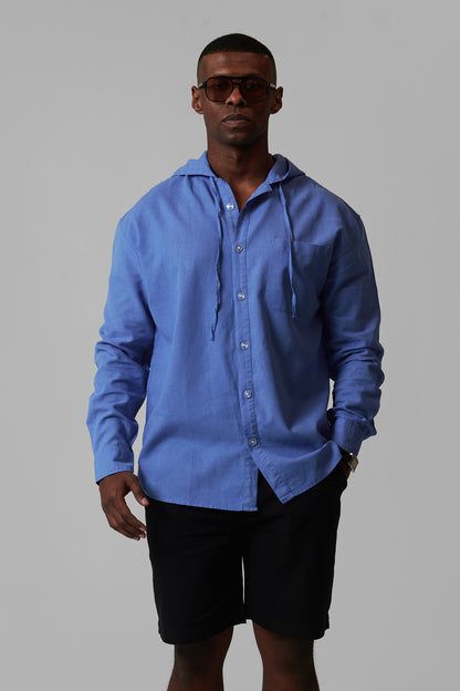 LINEN HOODED SHIRT