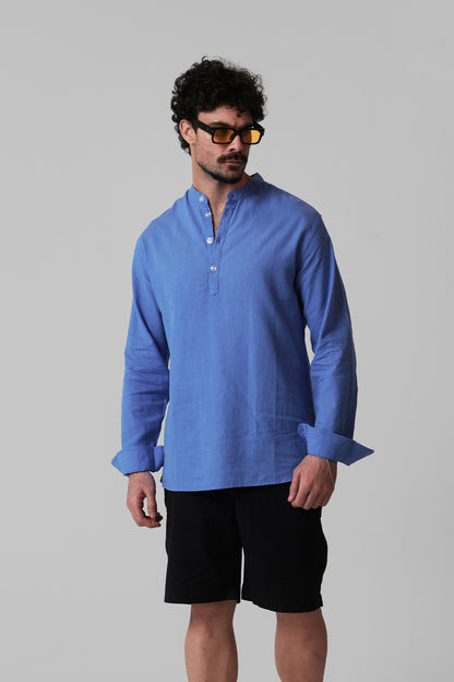 LINEN STAND-COLLAR SHIRT LONG SLEEVES