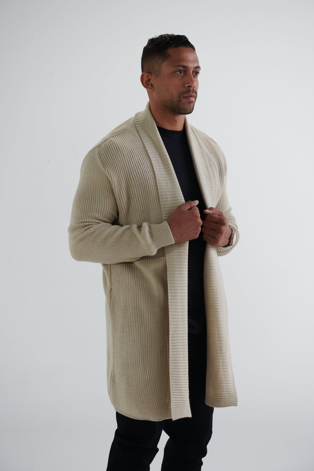 Male Heavy Knit Long Cardigan Big Cardigans KNIT LONG CARDIGAN